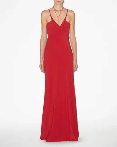 Isabel Marant Kapri Cowl-neck Cutout Maxi Dress In Scarlet Red