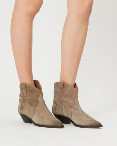 Isabel Marant Taupe Brown Calf Leather Texano Style Boots In Taupe
