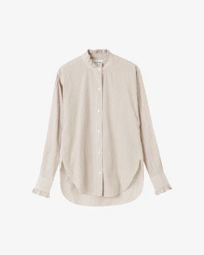 Isabel Marant Étoile Saoli Ruffle-collar Striped Cotton Shirt In Ochre