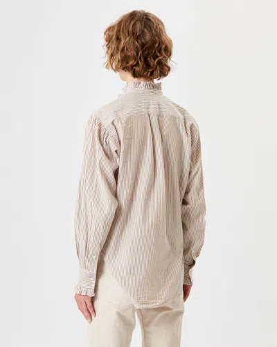 Isabel Marant Étoile Saoli Ruffle-collar Striped Cotton Shirt In Ochre