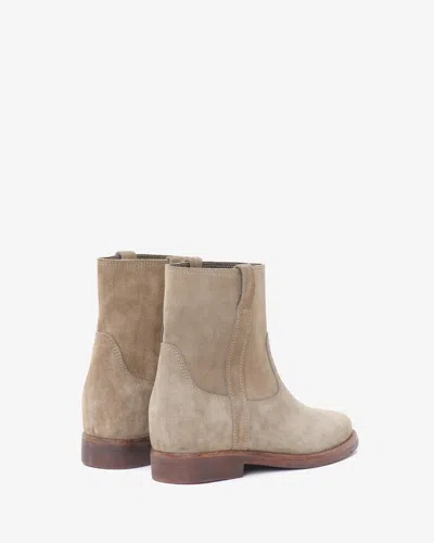 Isabel Marant Susee Suede Western Ankle Booties In Taupe