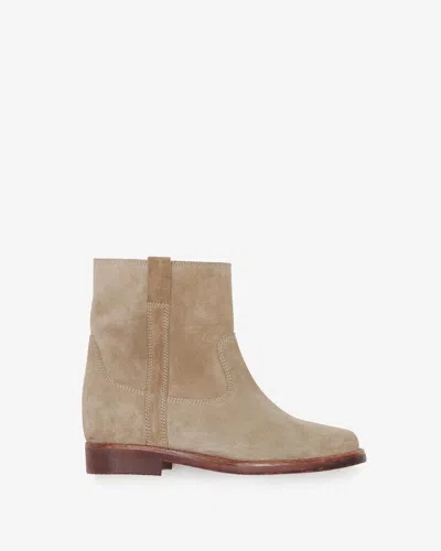 Isabel Marant Susee Suede Western Ankle Booties In Taupe