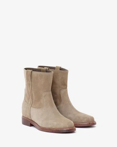Isabel Marant Susee Suede Western Ankle Booties In Taupe