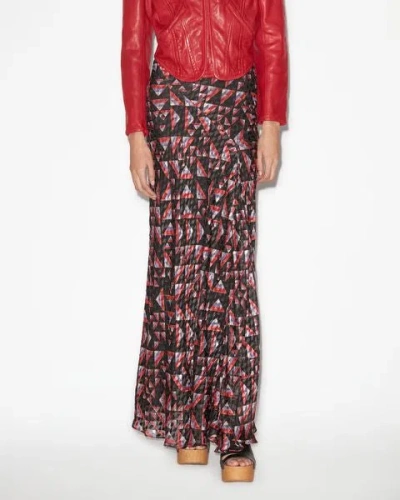 Isabel Marant Women's Katae Silk-blend Maxi Skirt In Black-multicolor