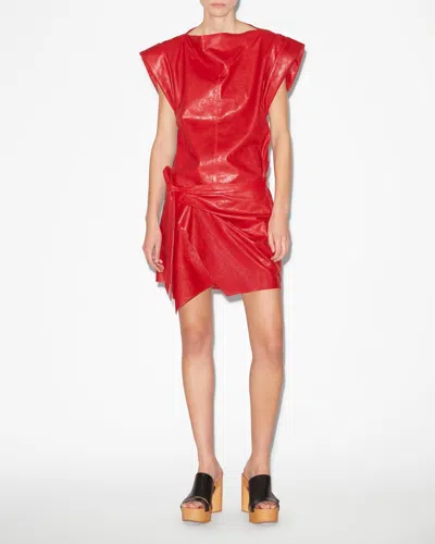 Shop Isabel Marant Kleid Bernadette In Scarlet Red