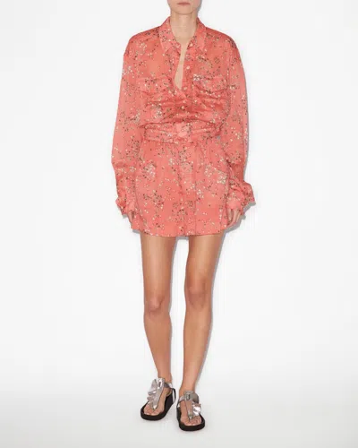 Isabel Marant Ceyane Floral Cotton And Silk Shorts In Shell Pink