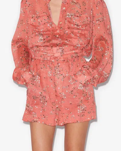 Isabel Marant Ceyane Floral Cotton And Silk Shorts In Shell Pink