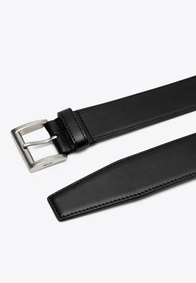 Prada Black Leather Belt In Black