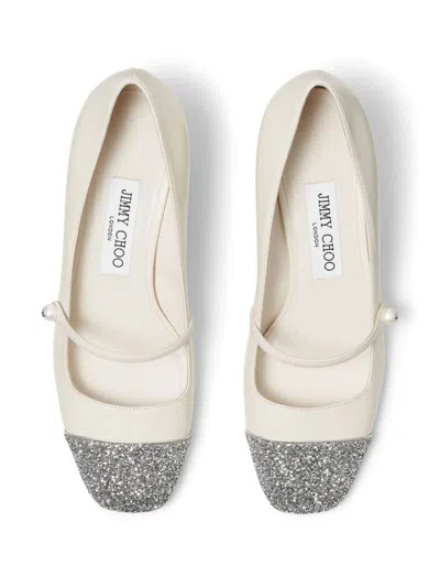 Shop Jimmy Choo Elisa 45 Glittered Leather Pumps In Silver