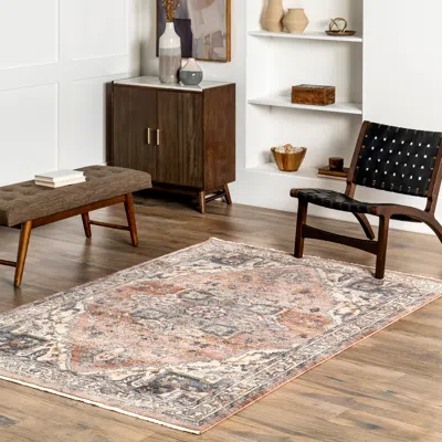 Nuloom Faded Medallion Fringe Area Rug