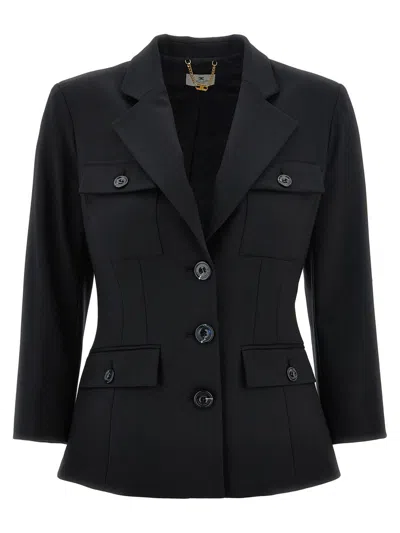 Elisabetta Franchi Tailored Fit Single-breasted Blazer In Black