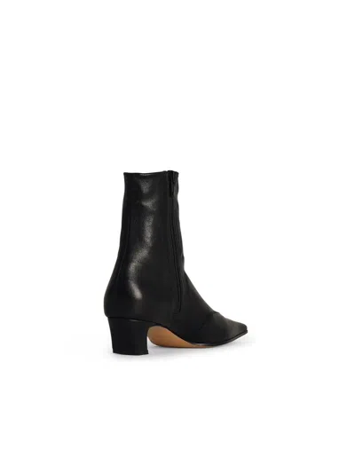 Khaite Pointed Toe Ankle Boots With Smooth Lamb Leather In Black