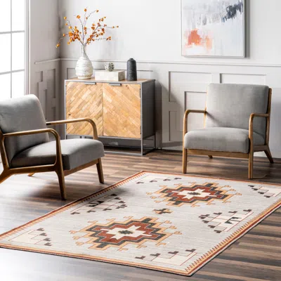 Nuloom Avya Boho Medallion Machine Washable Area Rug