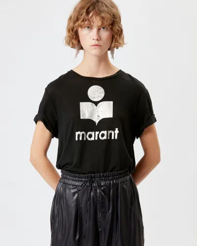 Isabel Marant Étoile Isabel Marant Etoile Zewel T Shirt With Metallic Logo Print In Black