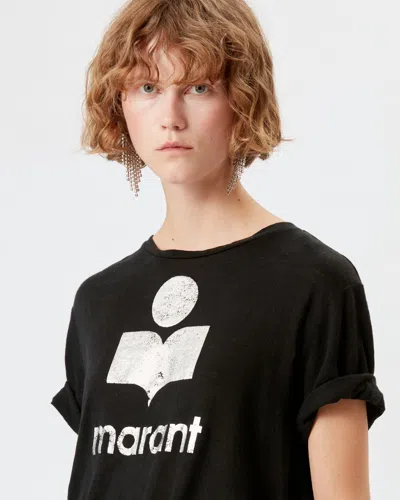 Isabel Marant Étoile Isabel Marant Etoile Zewel T Shirt With Metallic Logo Print In Black