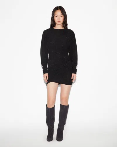 Isabel Marant Étoile Benedicte Long Sleeve Stretch Jersey Minidress In Black