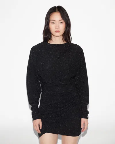 Isabel Marant Étoile Benedicte Long Sleeve Stretch Jersey Minidress In Black