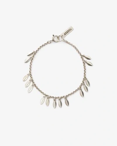 Isabel Marant Metal Shiny Leaf Bracelet In Silver