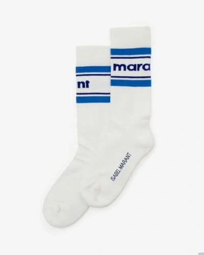 Isabel Marant Logo-print Knitted Socks In Blue