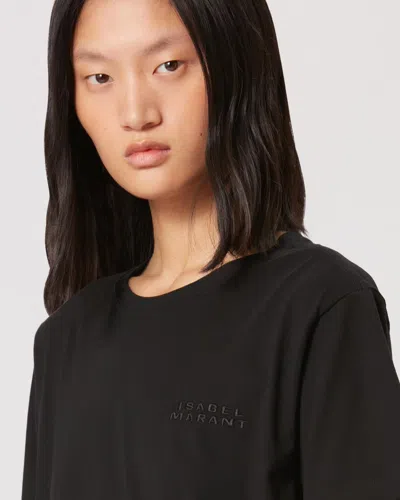 Isabel Marant Cotton Logo Print T Shirt In Black
