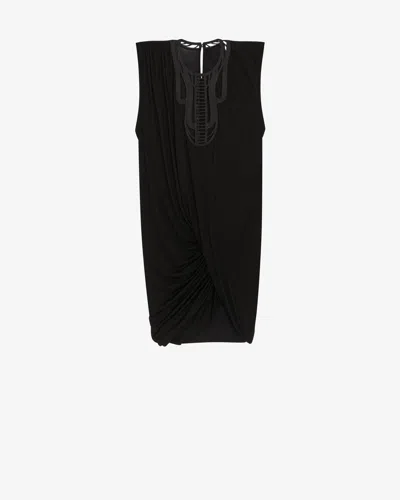 Isabel Marant Leany Asymmetric Cotton Jersey Minidress In Black