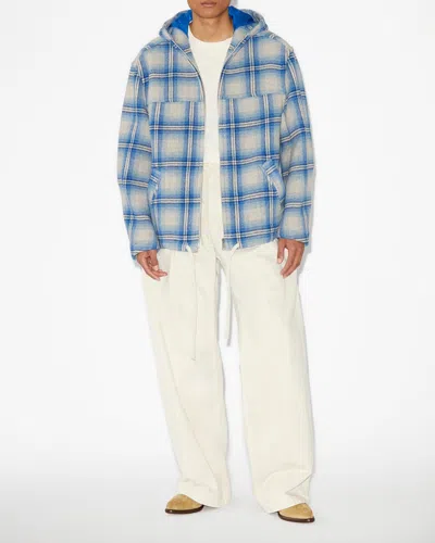 Isabel Marant Kurt Checked Hooded Jacket In Blue