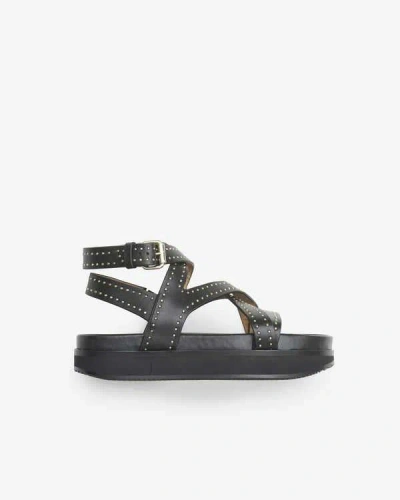 Isabel Marant Logo Flat Sandals In Black