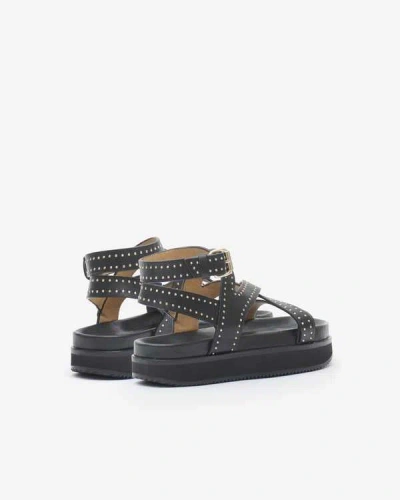 Isabel Marant Logo Flat Sandals In Black
