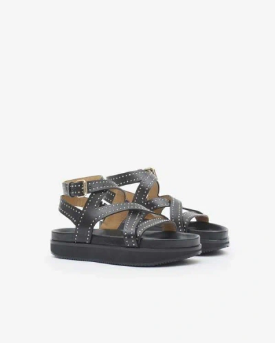 Isabel Marant Logo Flat Sandals In Black