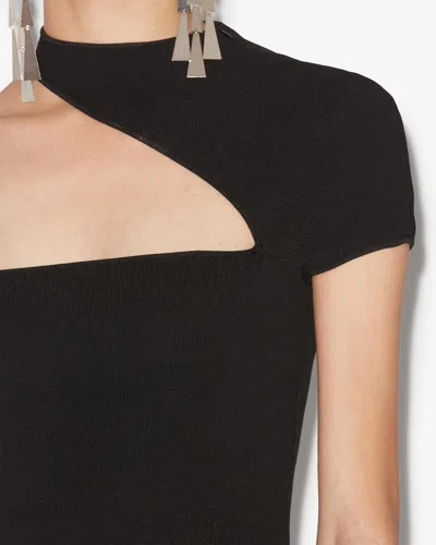 Isabel Marant Orka Asymmetric Cutout Stretch-knit Mini Dress In Black