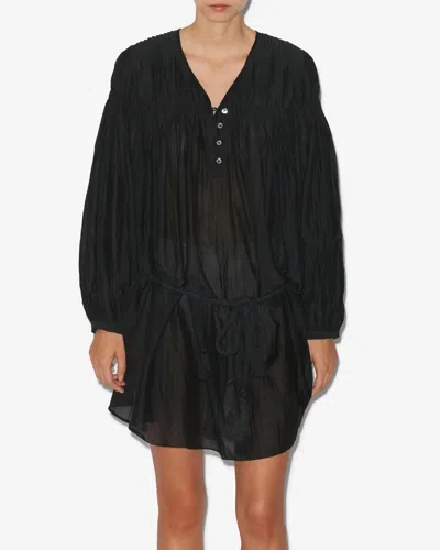 Isabel Marant Étoile Adeliani Buttoned Long Sleeve Dress In Black