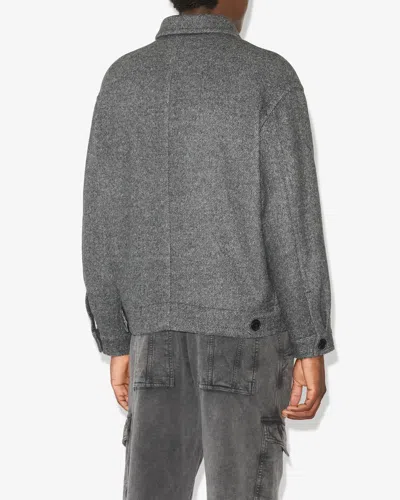 Isabel Marant Simon Wool Shirt Jacket In Gray
