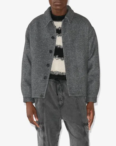 Isabel Marant Simon Wool Shirt Jacket In Gray