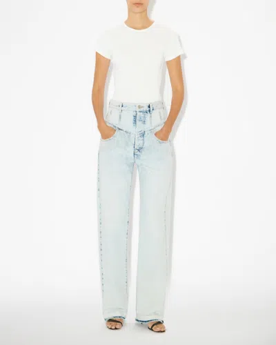 Isabel Marant Noemie Straight Leg Jeans In Light Blue