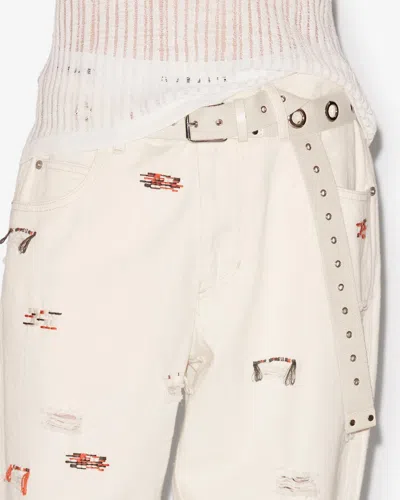 Isabel Marant Man Jeans Cream Size 33 Cotton In Ecru