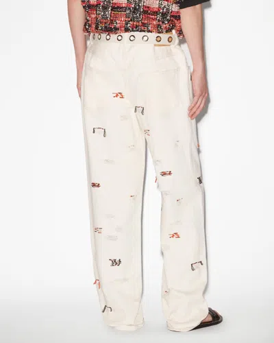 Isabel Marant Man Jeans Cream Size 33 Cotton In Ecru