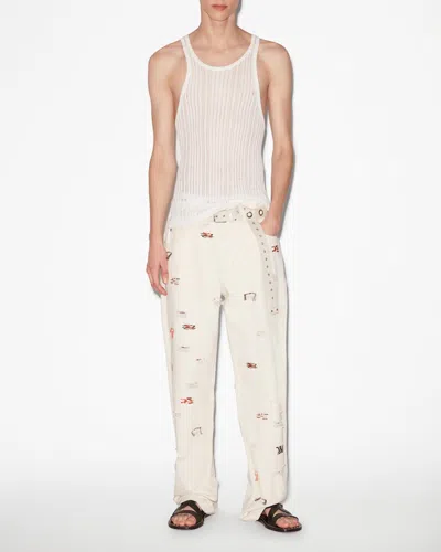 Isabel Marant Man Jeans Cream Size 33 Cotton In Ecru