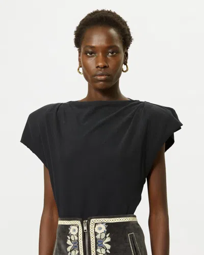 Isabel Marant Sebani Padded Asymmetric T-shirt In Black