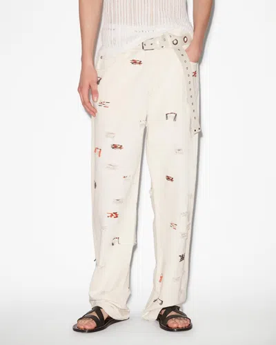 Isabel Marant Man Jeans Cream Size 33 Cotton In Ecru
