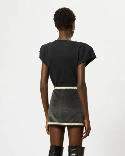Isabel Marant Sebani Padded Asymmetric T-shirt In Black