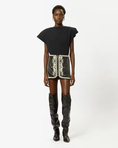 Isabel Marant Sebani Padded Asymmetric T-shirt In Black