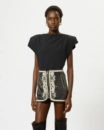 Isabel Marant Sebani Padded Asymmetric T-shirt In Black