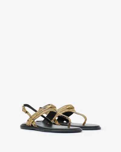 Isabel Marant Neutral Nya Python-effect Leather Sandals In Natural