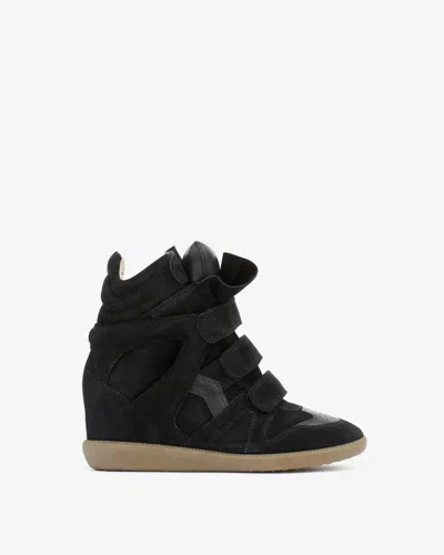 Isabel Marant Black Buckee Suede Trim Wedge Hi-top Sneakers In Black