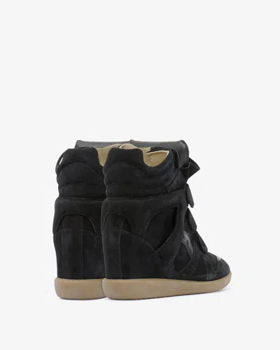 Isabel Marant Black Buckee Suede Trim Wedge Hi-top Sneakers In Black