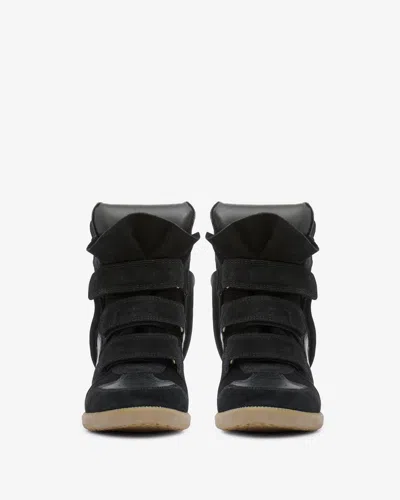 Isabel Marant Black Buckee Suede Trim Wedge Hi-top Sneakers In Black