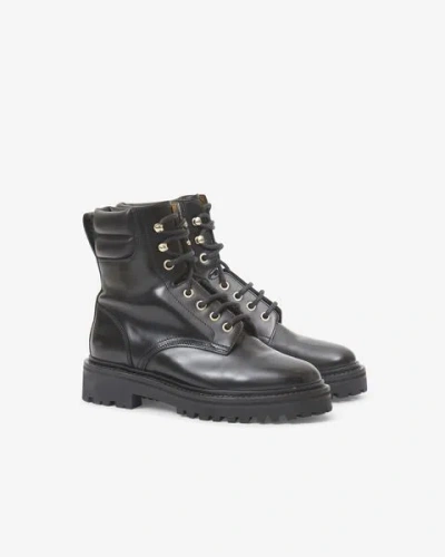 Isabel Marant Black Leather Campa Ankle Boots In Black