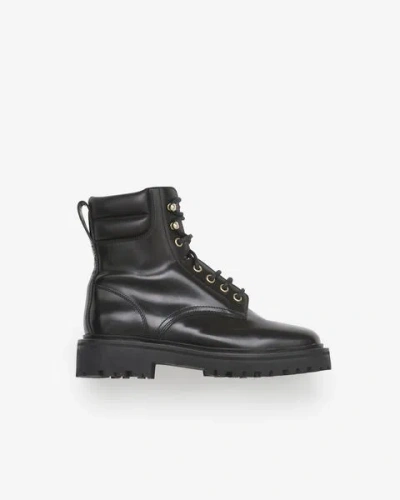 Isabel Marant Black Leather Campa Ankle Boots In Black