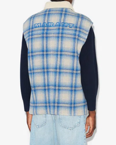Isabel Marant Kiraneo Plaid-check Gilet In Blue