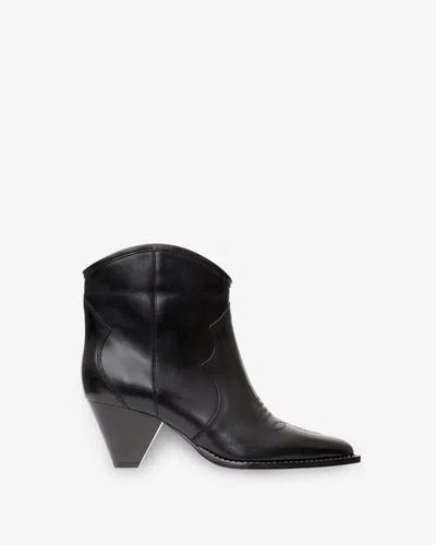 Isabel Marant Darizo Texan Ankle Boots In Black Leather In Black